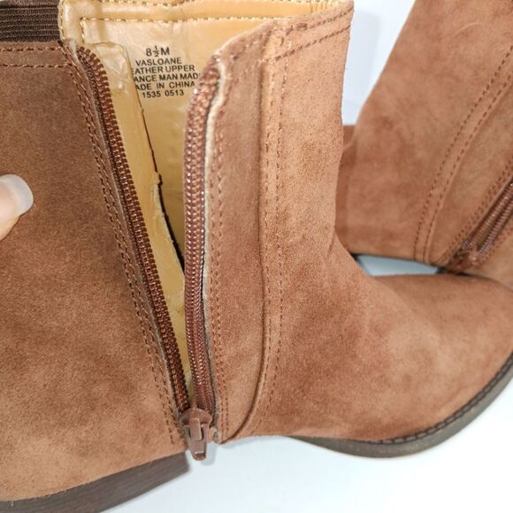 NINE WEST Women's Brown Suede Ankle Boots 8.5M Low Heel Western Zip Rodeo - Picture 10 of 16